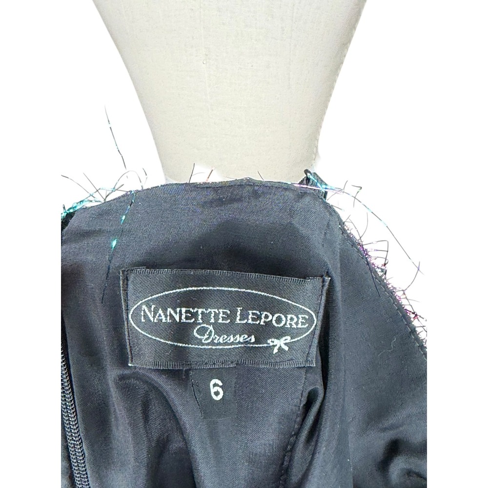 NANETTE LEPORE Y2K Party Dress Multicolor Metallic Tinsel Fringe Women's Size 6 - Picture 6 of 7